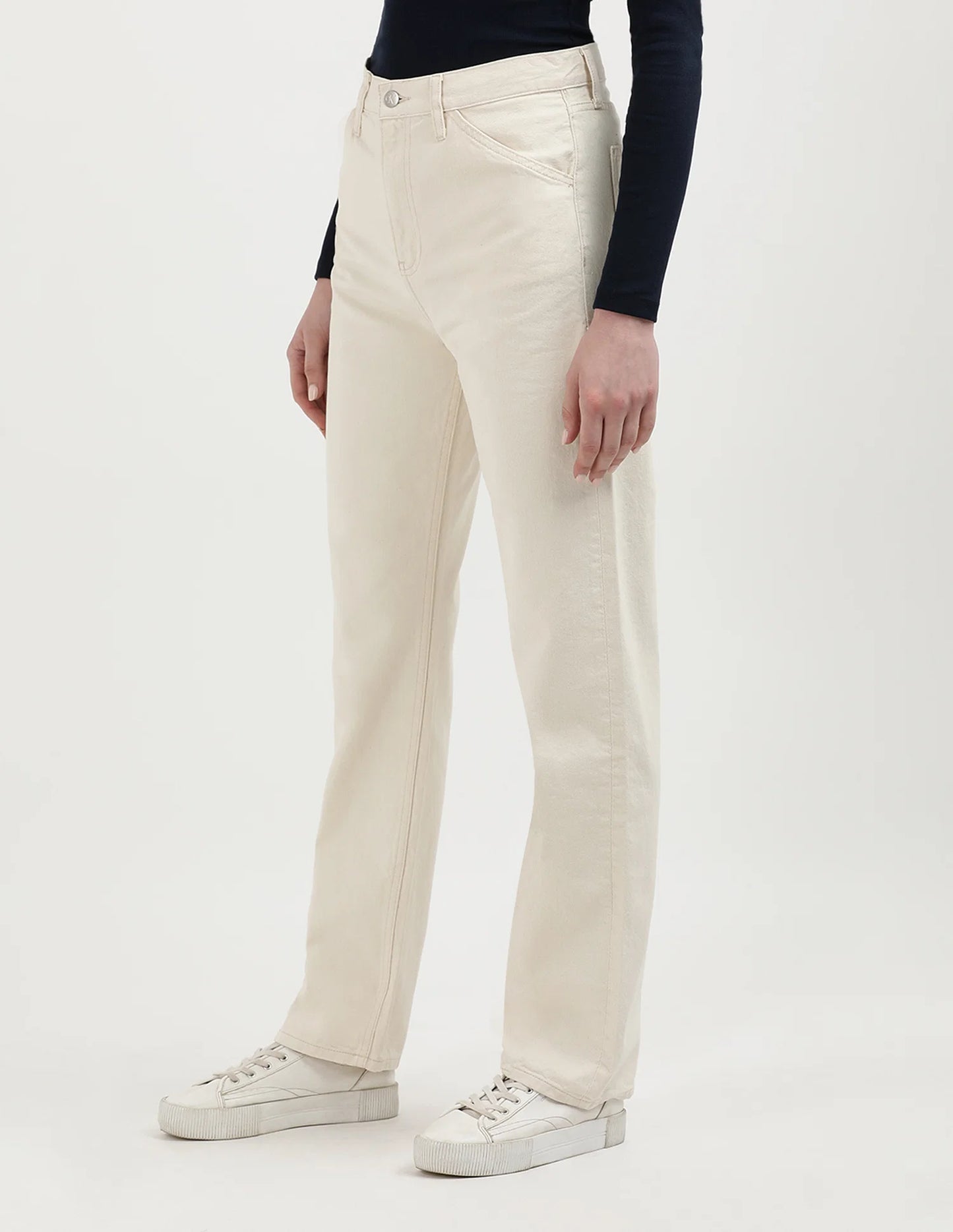 Comfortable Women High Rise Beige Denim Jeans Ideal for Daily Wear and Street Style Fashion