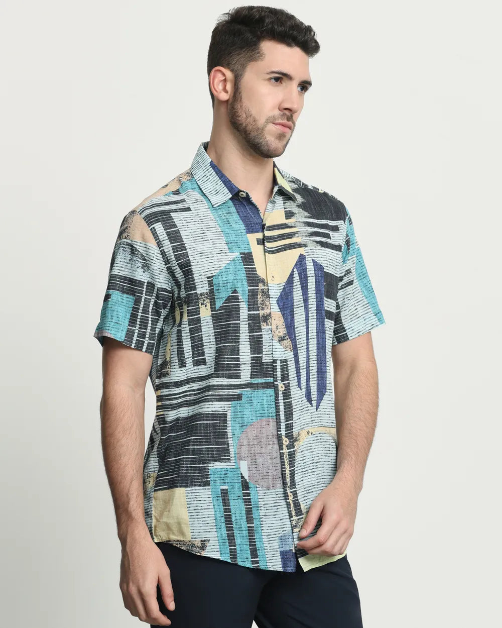 Classic Multi Digital Print Slim Fit Casual Shirt for Men with Timeless Appeal