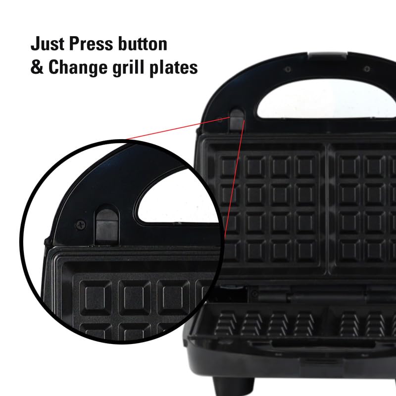 Large Sandwich Maker with Detachable Plates for Toast, Waffle, and Grill