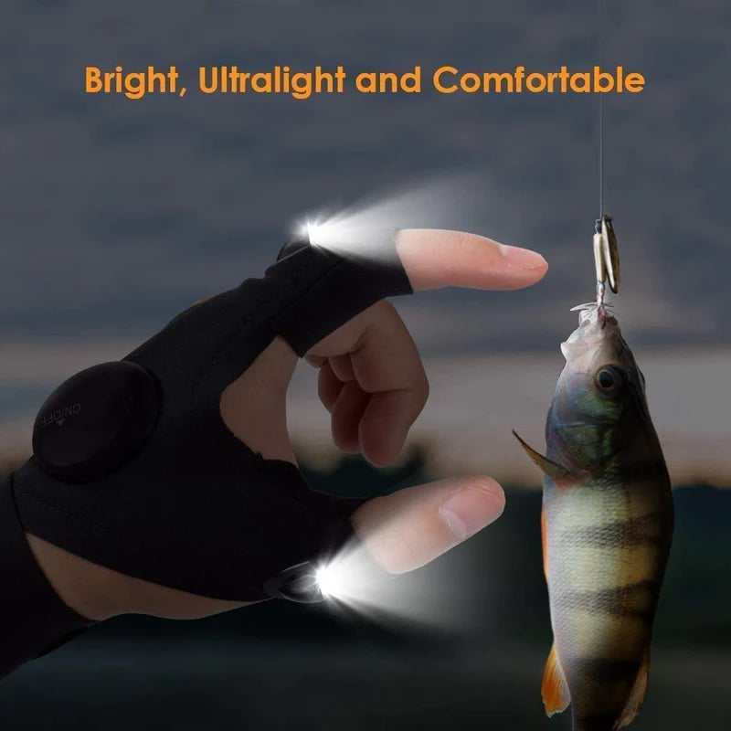 LED Flashlight Gloves with Fingerless Design for DIY Repairs, Hunting, Hiking, and Outdoor Use