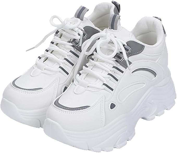 Fashion Forward Womens Chunky Sneakers with Lace Up Closure and Low Top Design