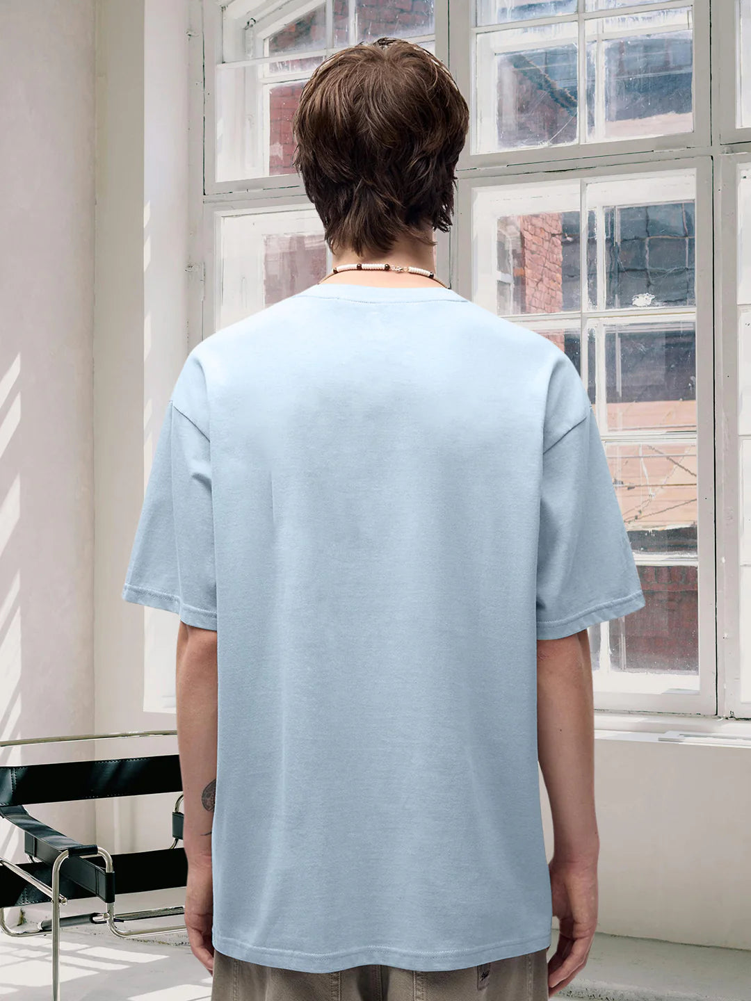 Solid Sky Oversized T Shirt for Men Made from Soft Cotton Blend for Comfort, Style, and Daily Wear