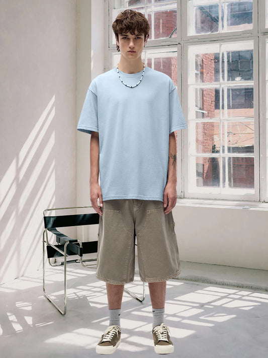 Solid Sky Oversized T Shirt for Men Made from Soft Cotton Blend for Comfort, Style, and Daily Wear