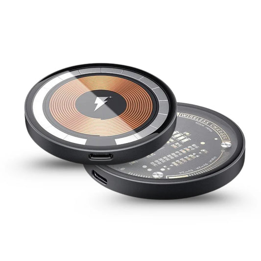 Ultra Slim Wireless Charging Pad with Fast Qi Charging, Strong Magnets, and Tempered Glass Design
