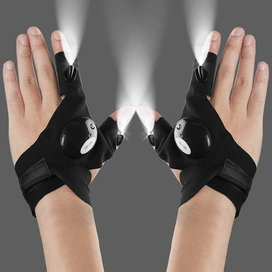 LED Flashlight Gloves with Fingerless Design for DIY Repairs, Hunting, Hiking, and Outdoor Use