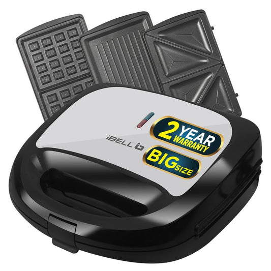 Large Sandwich Maker with Detachable Plates for Toast, Waffle, and Grill