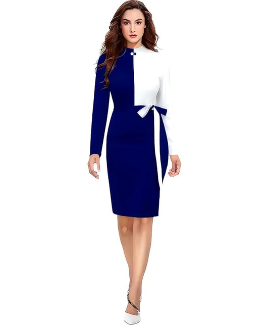 Comfortable Women’s Colourblock Western Bodycon Dress Polyester One Piece Outfit