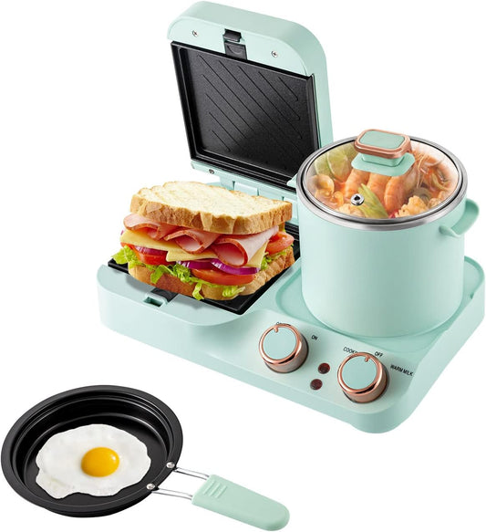 Retro Household 3 in 1 Breakfast Maker with Sandwich and Boiling Options