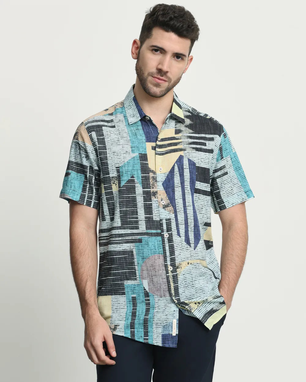 Classic Multi Digital Print Slim Fit Casual Shirt for Men with Timeless Appeal
