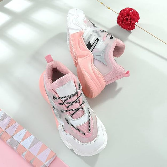 Girls and Women Lightweight Mesh High Heel Casual Sneakers Trendy Chunky Sports Shoes