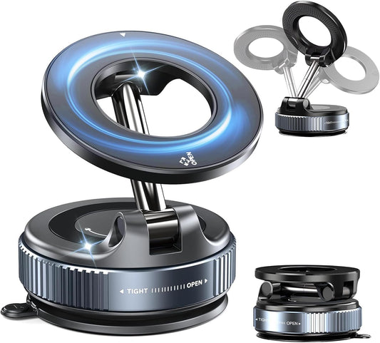 Magnetic Car Phone Mount and Universal Mobile Holder with Suction Cup Design