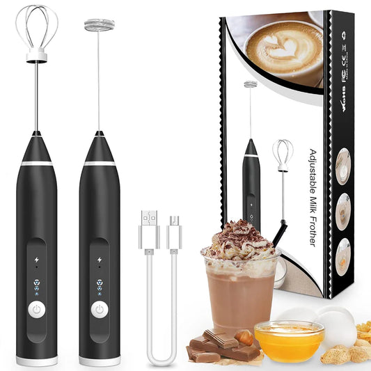 Milk Frother and Beater Rechargeable Handheld for Coffee and Eggs