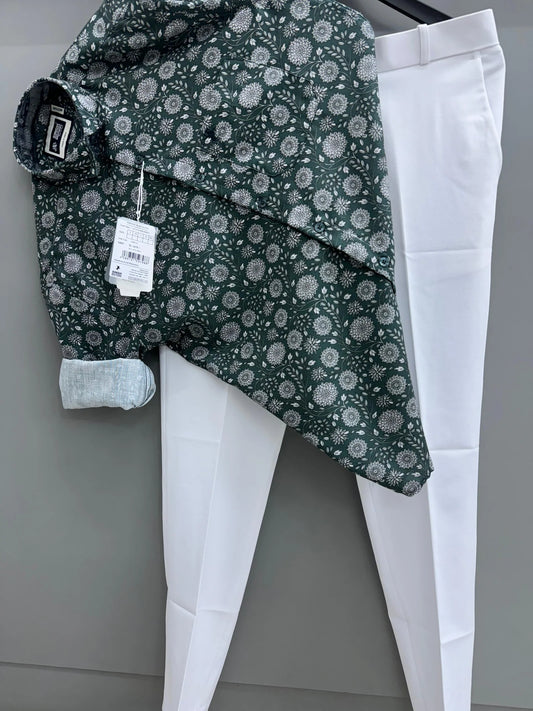 Men Printed Shirt with Pant Set Ideal for Parties Travel and Everyday Streetwear Style