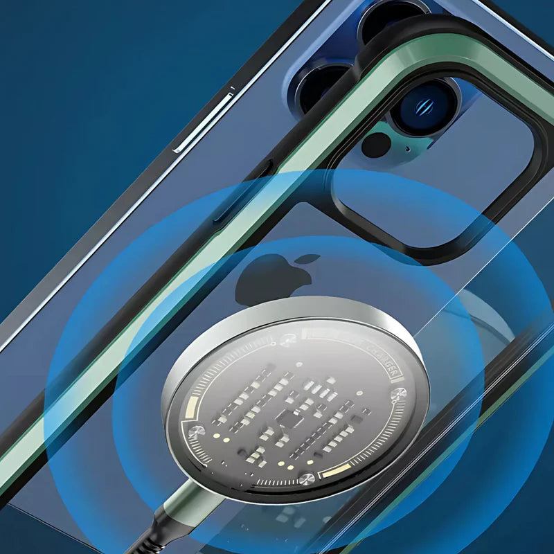 Ultra Slim Wireless Charging Pad with Fast Qi Charging, Strong Magnets, and Tempered Glass Design