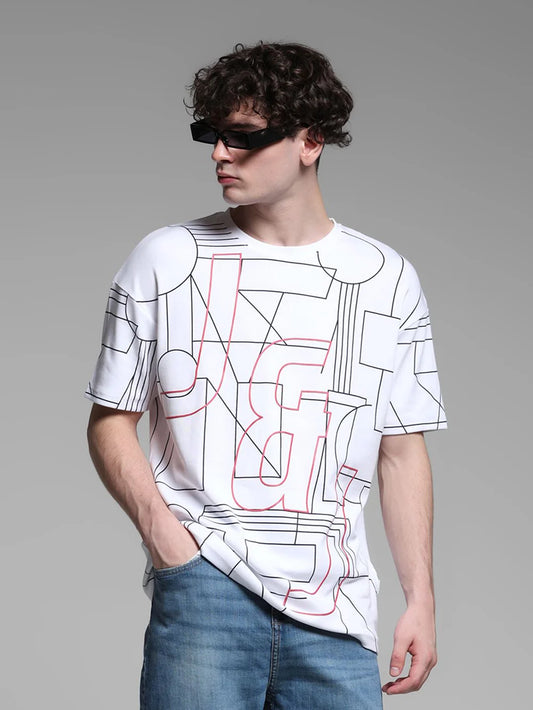 Classic White Oversized T Shirt for Men with Printed Graphics Perfect for Daily Casual Outfits and Relaxed Style