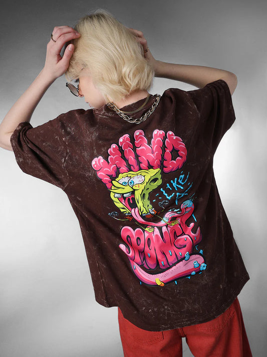 Cute and Trendy Women’s SpongeBob Oversized T Shirt with Vintage Distressed Print
