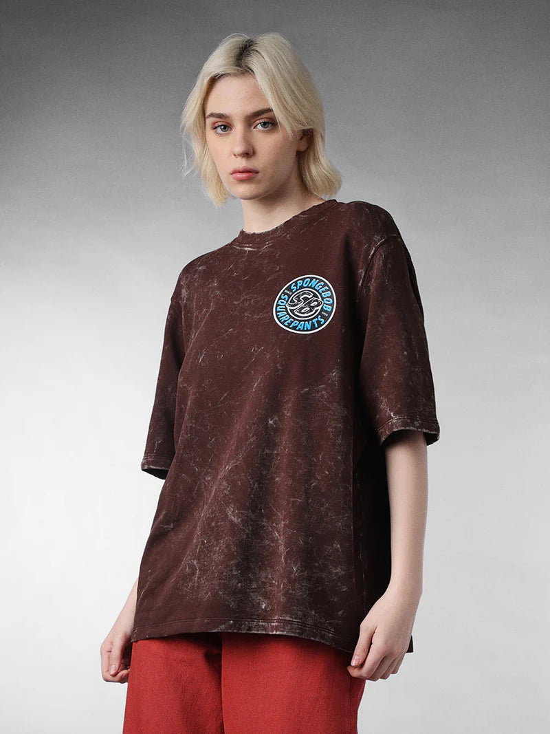 Cute and Trendy Women’s SpongeBob Oversized T Shirt with Vintage Distressed Print