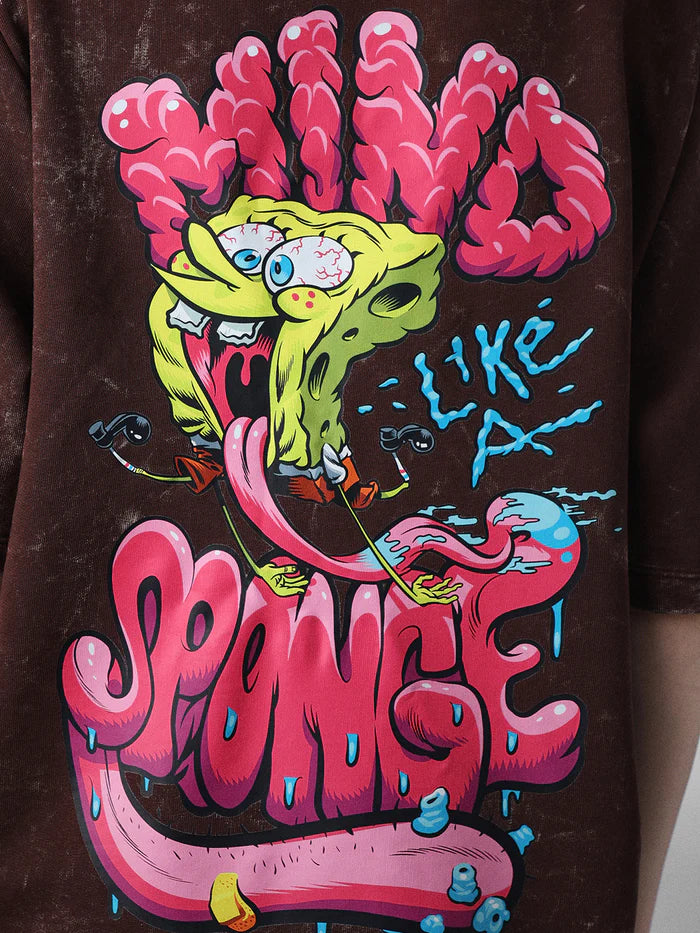 Cute and Trendy Women’s SpongeBob Oversized T Shirt with Vintage Distressed Print