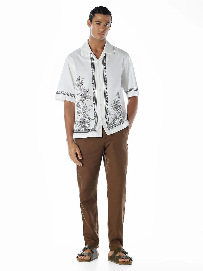 Statement Orange Men’s Half Sleeve Shirt with Minimal Tailored Finish