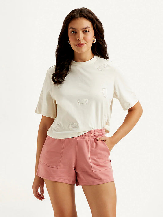 Women’s Oversized Boxy T-Shirt with Brand Logo – Stylish and Relaxed Fit