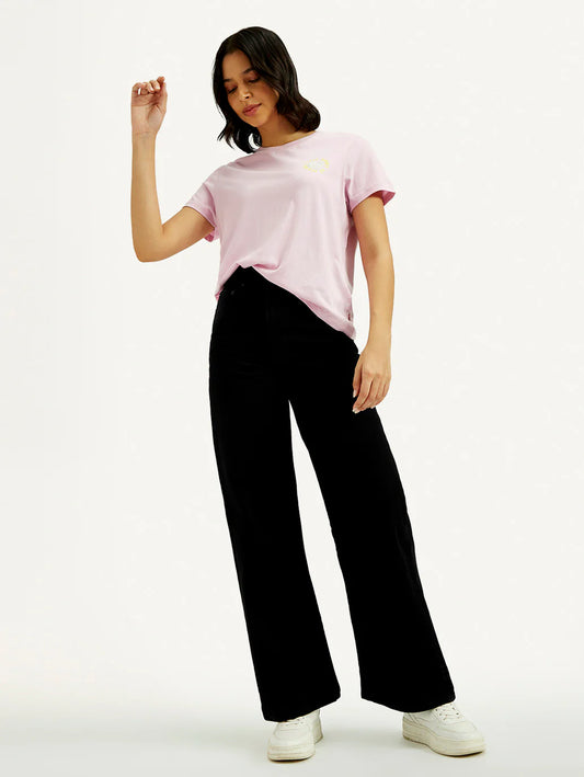 Women's Black Ribcage Wide Leg Fit High Rise Jeans