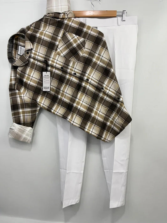 Versatile Men’s Checks Shirt and Pant Combo with Coordinated Colors for Smart Styling