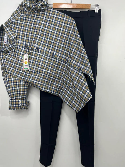 Trendy Men’s Check Shirt and Pant Set for Work, Semi-Formal, and Everyday Wear