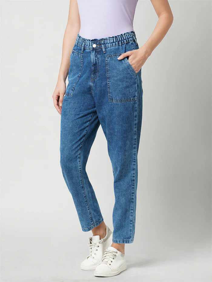 Women Blue High Rise Baggy Fit Jeans Designed for Everyday Comfort and Street Style Fashion
