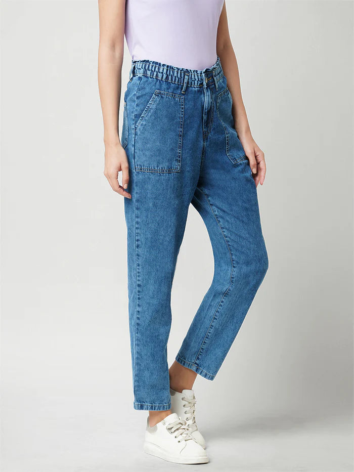 Women Blue High Rise Baggy Fit Jeans Designed for Everyday Comfort and Street Style Fashion