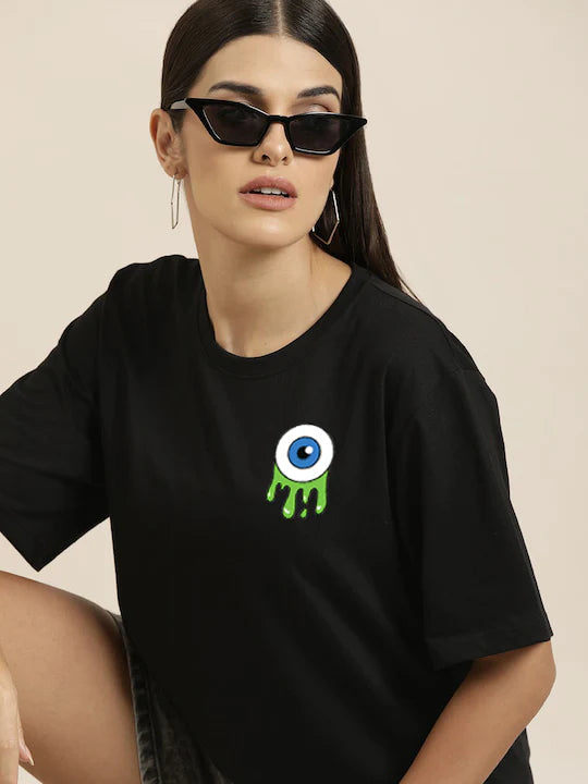 Black Eye Oversized Women’s Printed T-Shirt – Casual & Trendy Everyday Wear