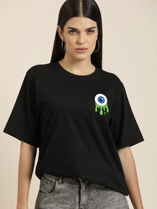 Black Eye Oversized Women’s Printed T-Shirt – Casual & Trendy Everyday Wear