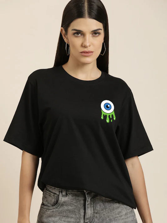 Black Eye Oversized Women’s Printed T-Shirt – Casual & Trendy Everyday Wear