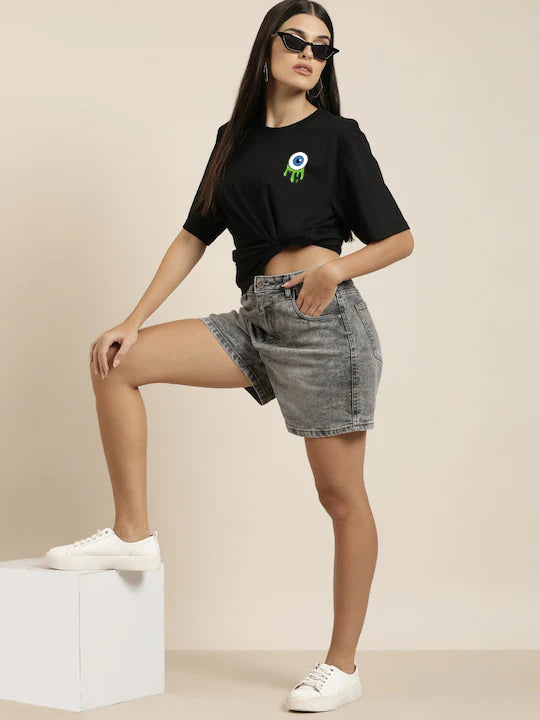 Black Eye Oversized Women’s Printed T-Shirt – Casual & Trendy Everyday Wear
