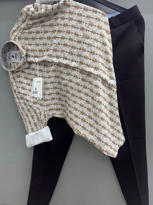 Classic Printed Shirt with Pant Set for Men Suitable for Modern Fashion and Festive Style
