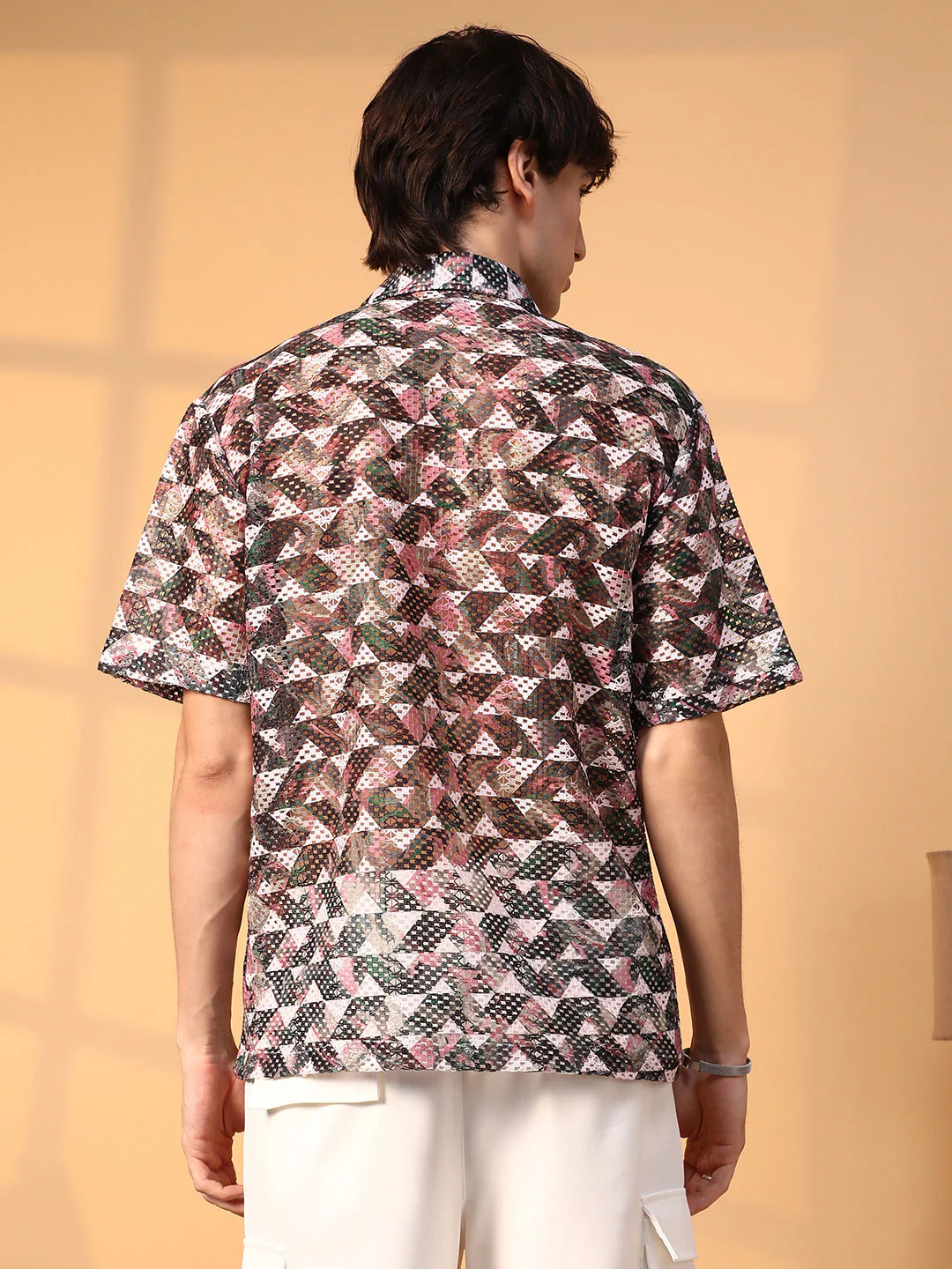 Layered Look Knit Overlap Oversized Shirt Relaxed Fit Everyday Wear for Men