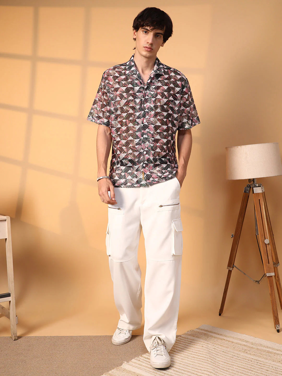 Layered Look Knit Overlap Oversized Shirt Relaxed Fit Everyday Wear for Men