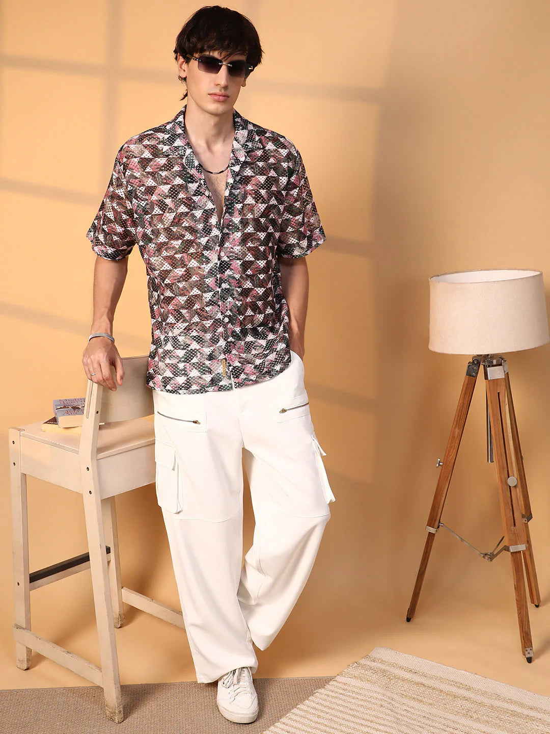 Layered Look Knit Overlap Oversized Shirt Relaxed Fit Everyday Wear for Men