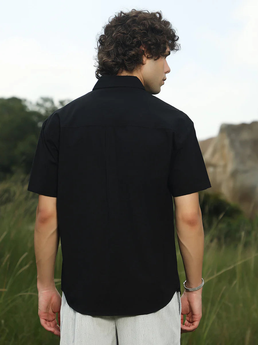 Flora Block Printed Cotton Shirt for Men with Minimal Detailing and Elegance