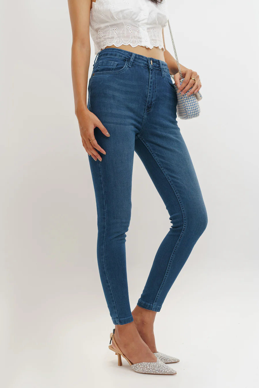 Versatile Dark Blue High Waist Women’s Skinny Jeans for Work and Weekend Wear