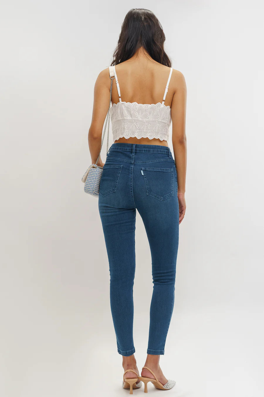 Versatile Dark Blue High Waist Women’s Skinny Jeans for Work and Weekend Wear