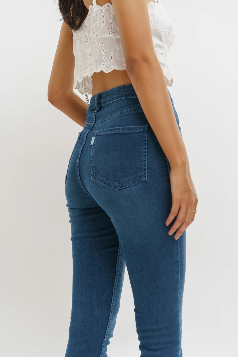 Versatile Dark Blue High Waist Women’s Skinny Jeans for Work and Weekend Wear