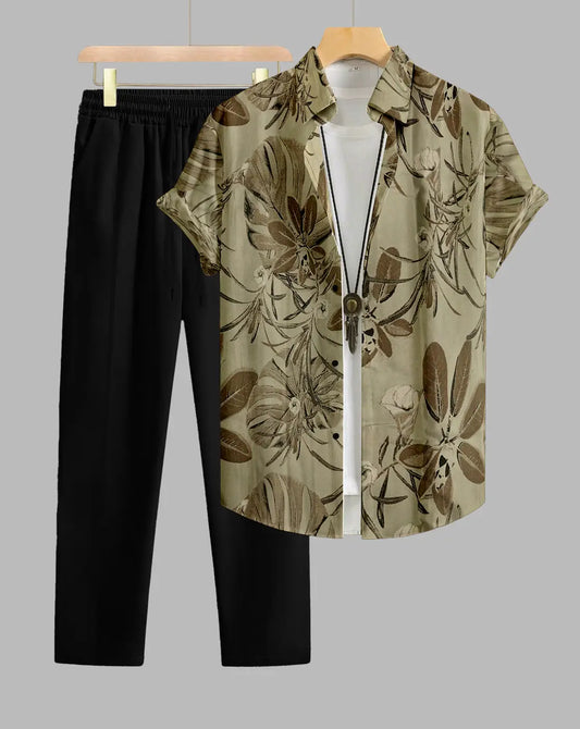 Modern Men Co Ords Set Featuring Stylish Shirt and Jogger Style Trackpants Perfect for Youth Fashion
