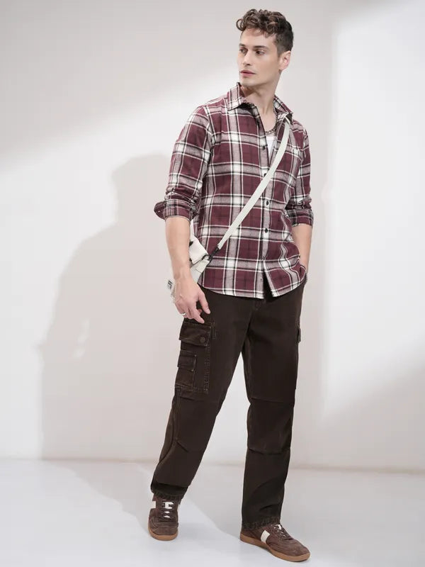 Fashionable Coffee Brown Straight Fit Stretchable Denim Pants for Men