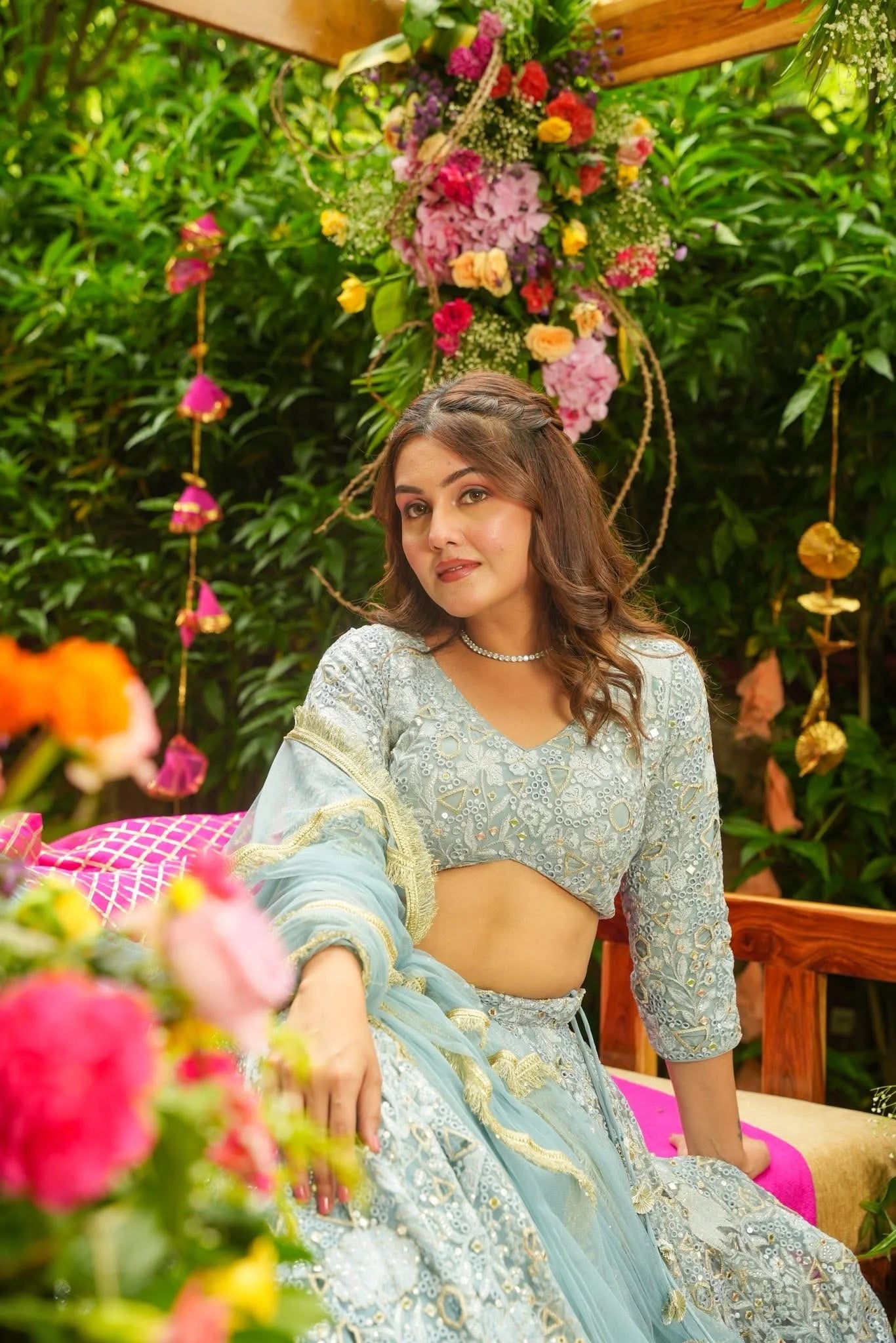 Traditional Mehrangini Bridal Lehenga with Heavy Embellishments and Dupatta