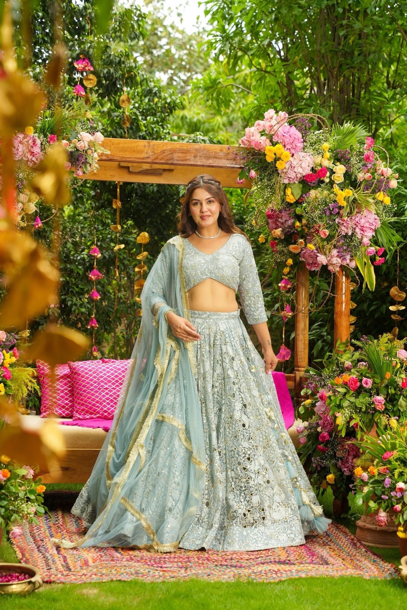 Traditional Mehrangini Bridal Lehenga with Heavy Embellishments and Dupatta