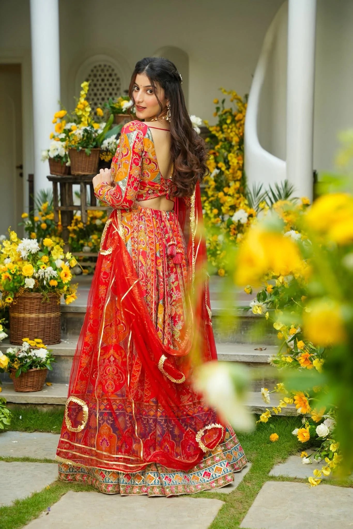 Vyomika Red Ethnic Lehenga Choli Set with Dupatta for Weddings and Special Occasions