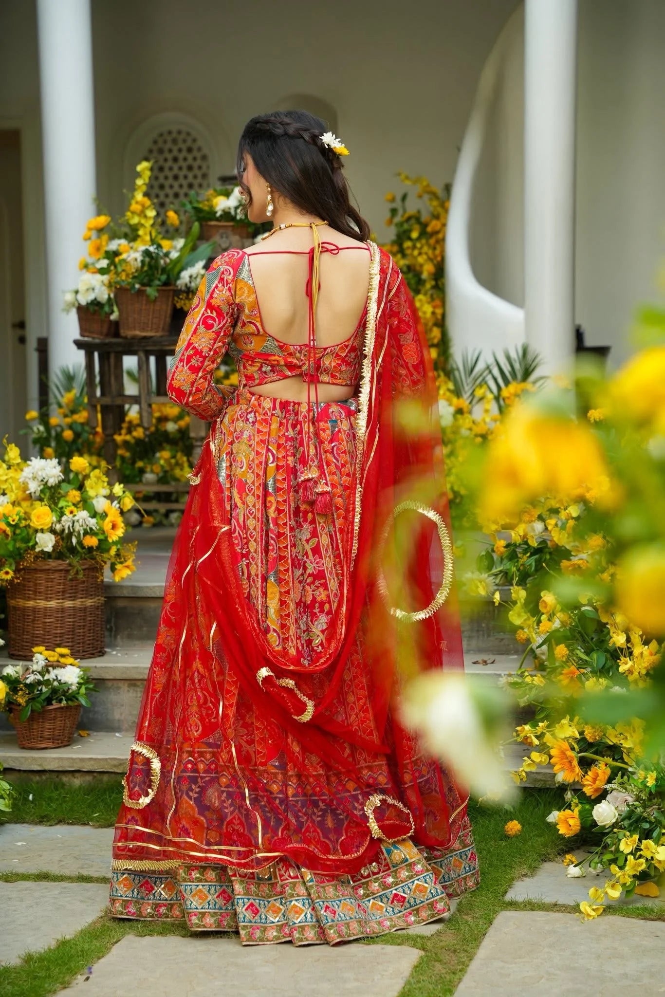 Vyomika Red Ethnic Lehenga Choli Set with Dupatta for Weddings and Special Occasions