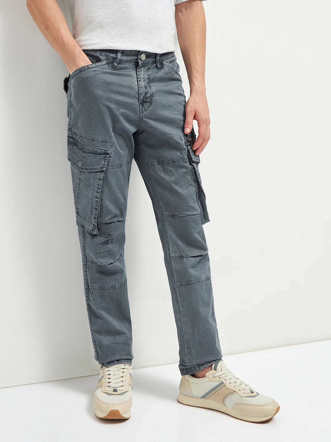 Casual Melange Grey Cargo Trousers for Men Suitable for Travel, Work, and Weekend Outfits