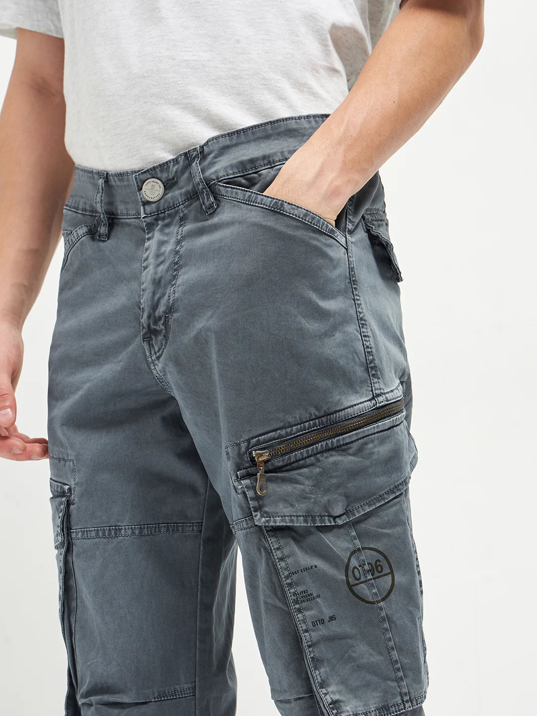 Casual Melange Grey Cargo Trousers for Men Suitable for Travel, Work, and Weekend Outfits