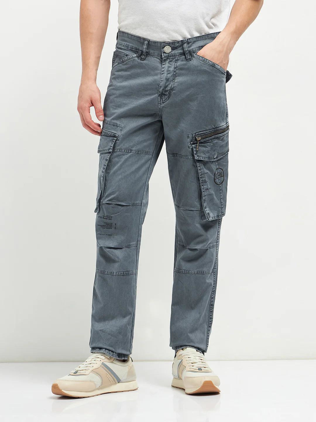 Casual Melange Grey Cargo Trousers for Men Suitable for Travel, Work, and Weekend Outfits